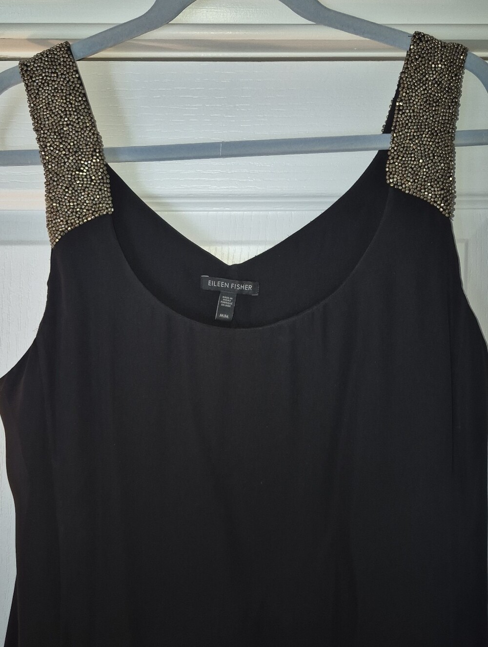 Eileen Fisher 100% Silk With Metal Beading Details